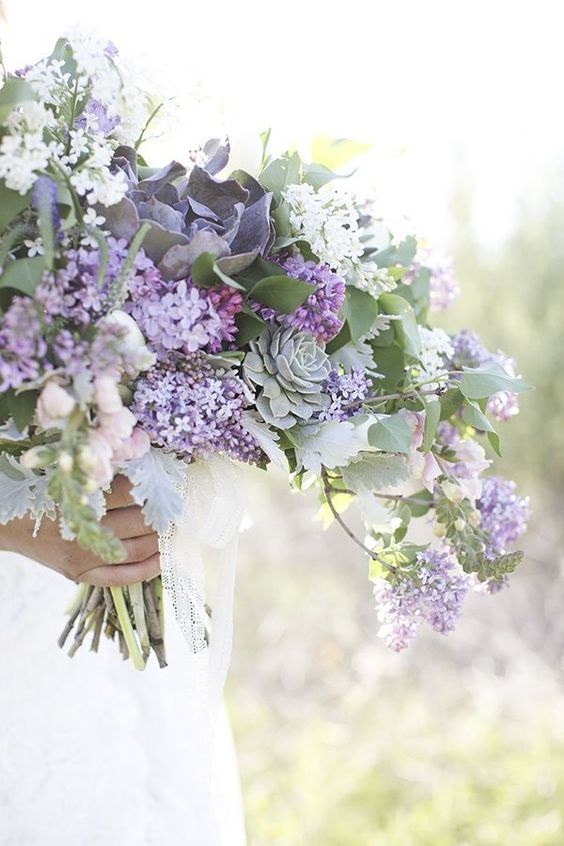 bridal bouquet for august wedding colors 2022 lavender and sage green