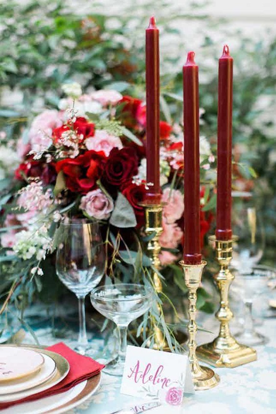 burgundy wedding candles gold candle holders for fall wedding colors 2023 burgundy and gold