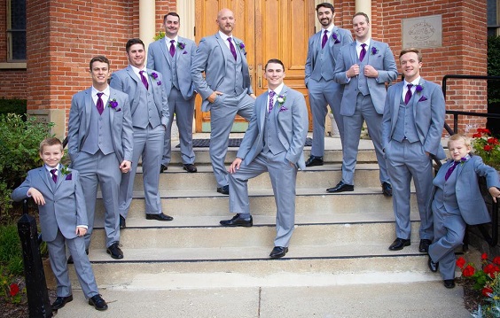 purple groom and groomsmen tie for fall wedding colors 2023 purple and yellow
