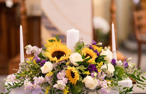 purple yellow white wedding centerpieces for fall wedding colors 2023 purple and yellow
