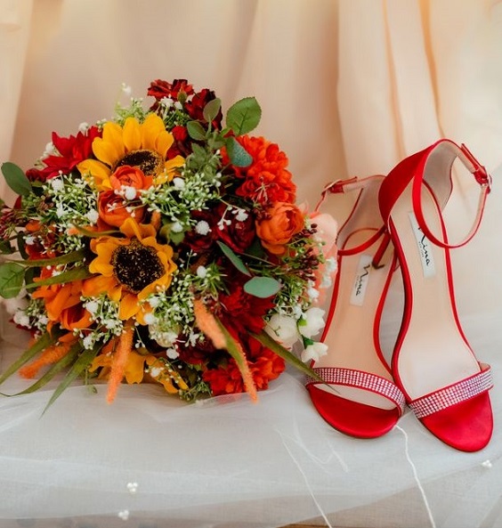 red wedding bridal shoes for fall wedding colors 2023 red and yellow