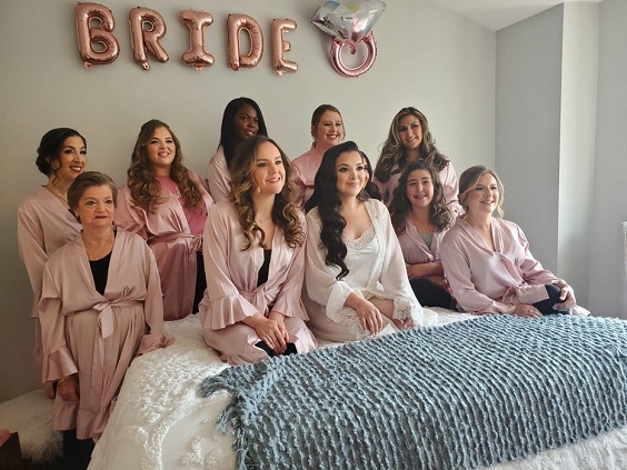 blush pink bridesmaid robes for fall wedding colors 2023 dusty blue and blush pink