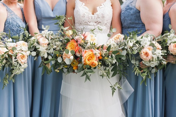 Orange and hotsell blue bridesmaid dresses