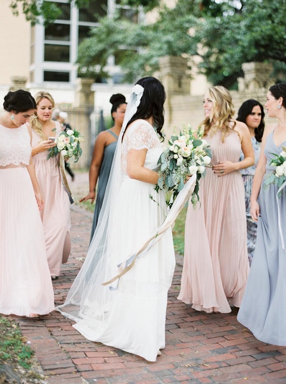 blush bridesmaid dresses for summer wedding colors 2023 blush and light blue