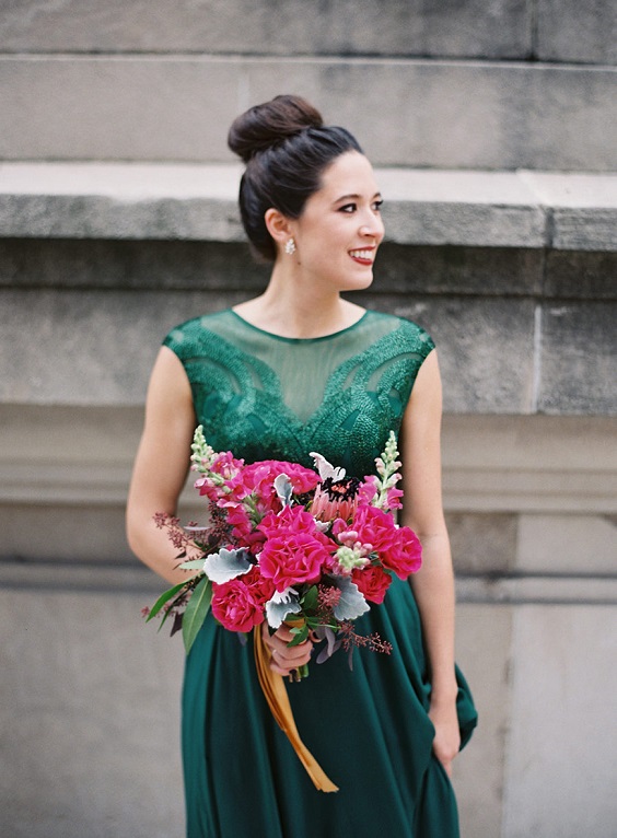 emerald green bridesmaid dresses for summer wedding colors 2023 emerald green and fuschia