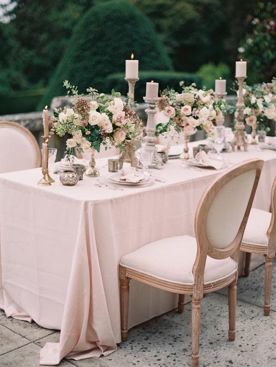 Wedding table decorations, Blush table linen for Burgundy, Navy blue and blush Spring Wedding 2023