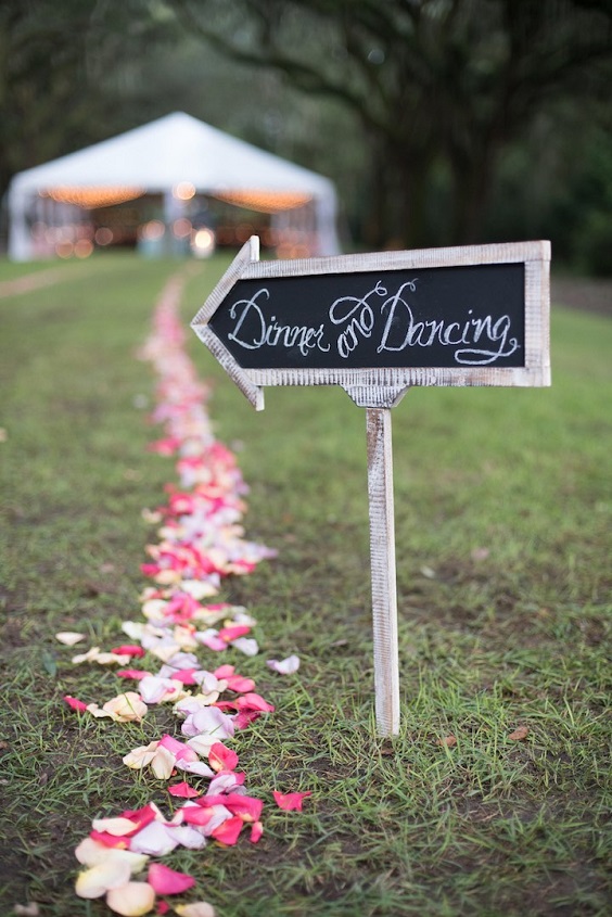 Wedding venue decorations for Pink, White and Black Spring Wedding 2023