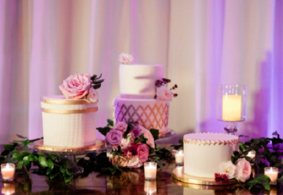 Wedding Cakes for Dusty rose, Deep blue and Gold Spring Wedding 2023