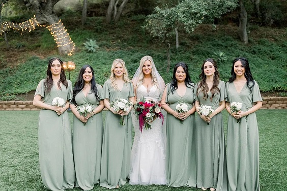 Green and grey bridesmaid sales dresses