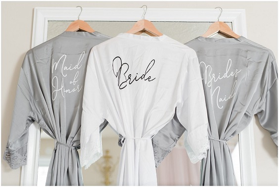 white bridal robe grey bridesmaid robes for sage green wedding colors 2023 sage green and grey