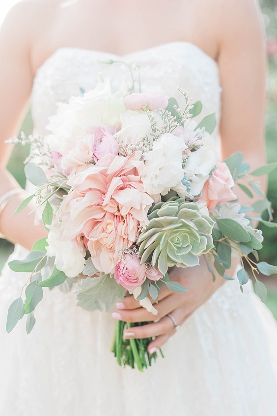 bridal bouquets in blush and sage greenery for sage green wedding colors 2023 sage green and blush