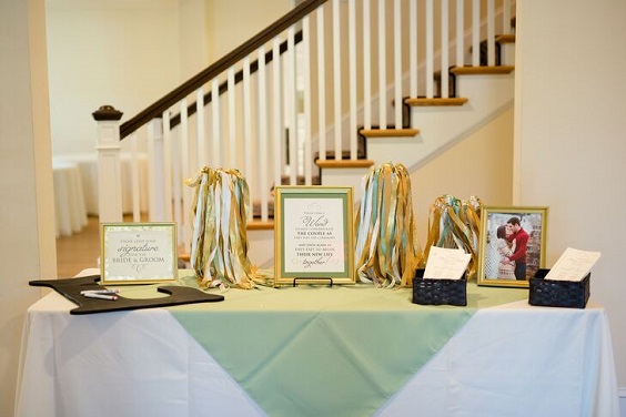 table card with sage and gold frames for sage green wedding colors 2023 sage green and gold