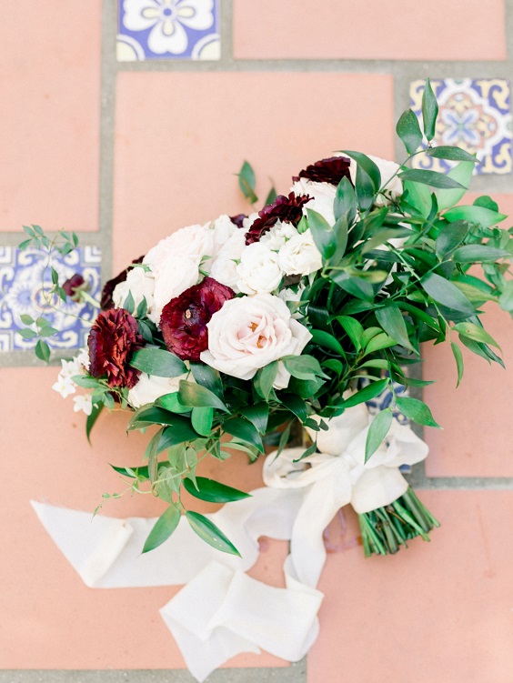burgundy and blush flowers and sage greenery for sage green wedding colors 2023 sage green and burgundy