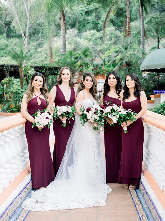 burgundy bridesmaid dresses white bridal gown for sage green wedding colors 2023 sage green and burgundy