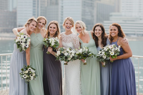 sage green and dusty blue bridesmaid dresses white bridal gown for sage green wedding colors 2023 sage green and dusty blue