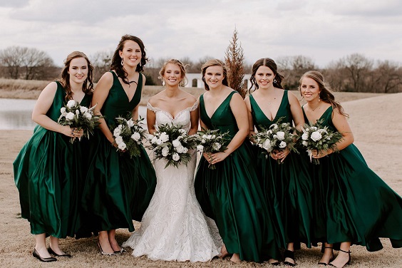 Black And Emerald Green Wedding Color Theme 2023, Emerald Green Bridesmaid  Dresses, Black Groom Attire - Colorsbridesmaid