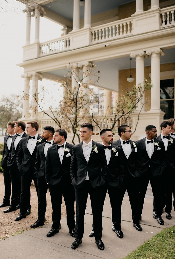 Groom Groommen Attire for Black and White Wedding Color Theme 2023