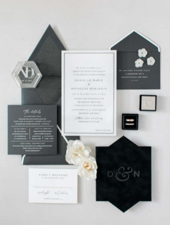 Wedding Invitations for Black and White Wedding Color Theme 2023