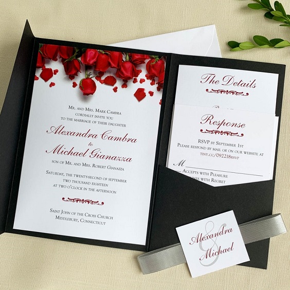 white and red wedding invitations in black covers for red and black wedding colors red black and white