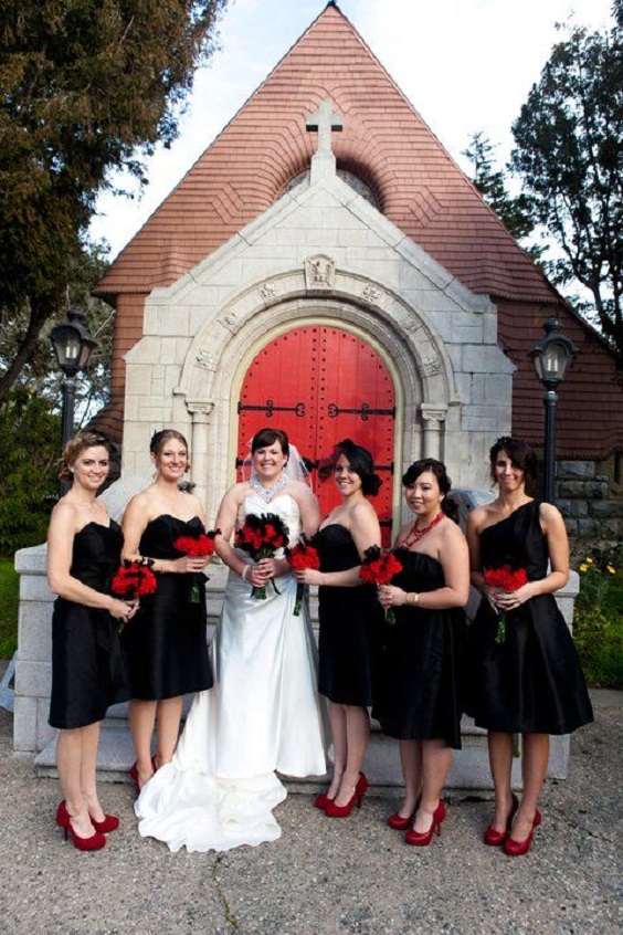 White wedding dress red shoes hotsell