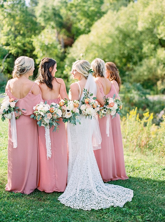 Dusty Rose Bridesmaid Dresses for Emerald Green and Dusty Rose Wedding Color Combos 2023