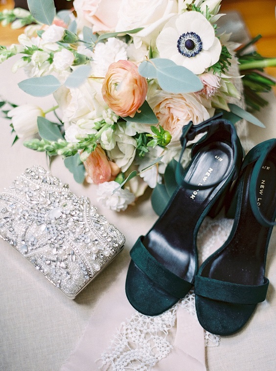 Emerald Green Bridal Shoes for Emerald Green and Dusty Rose Wedding Color Combos 2023