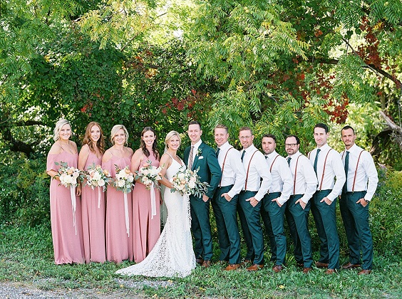 Emerald Green and Dusty Rose Wedding Color Combos 2023, Dusty Rose Bridesmaid Dresses, Emerald Green Groom Attire