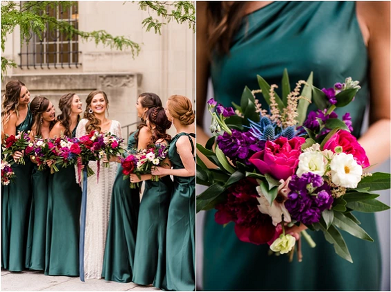 Emerald Green and Fuchsia Wedding Color Combos 2023, Emerald Green Bridesmaid Dresses, Fuchsia Bouquets