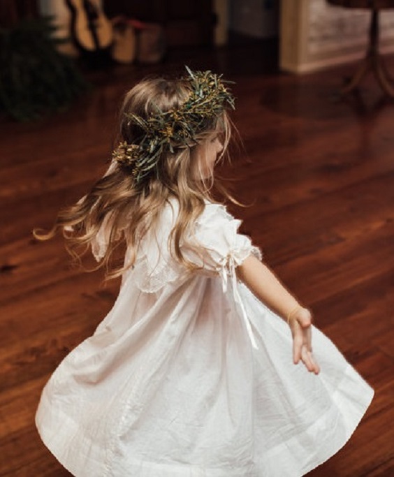 Flower girl dress for Emerald Green, White and Greenery Wedding Color Combos 2023