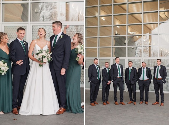 Wedding Party Wearing for Emerald Green, Navy Blue and White Wedding Color Combos 2023