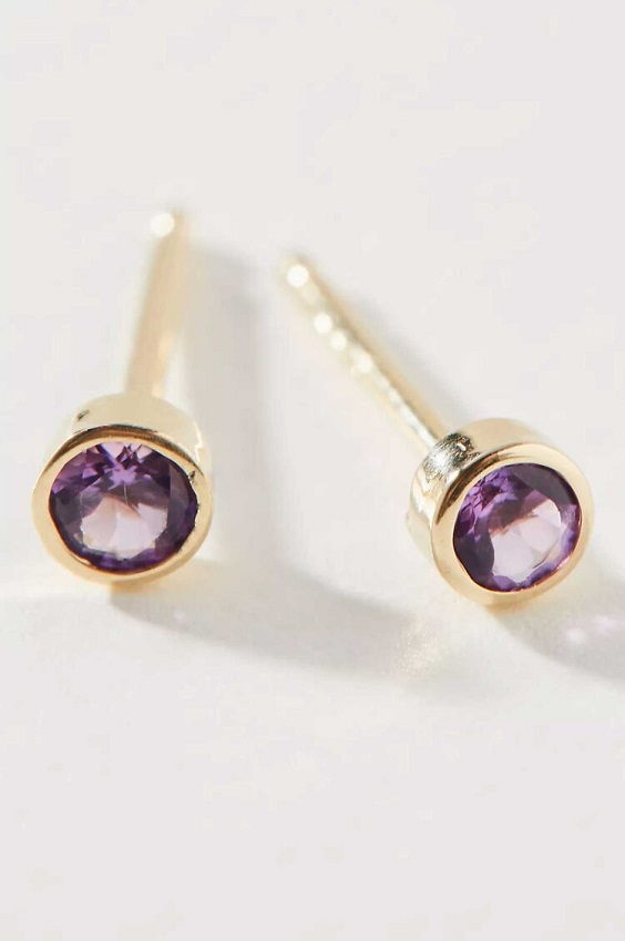 purple earrings with gold frame for purple wedding colors 2023 purple and gold