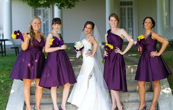 purple bridesmaid dresses white bridal gown for purple wedding colors 2023 purple and yellow