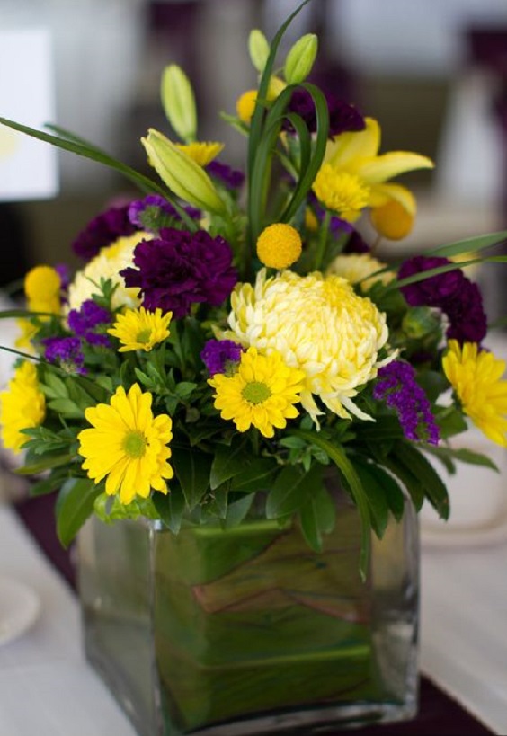 yellow and purple flower decoration for purple wedding colors 2023 purple and yellow