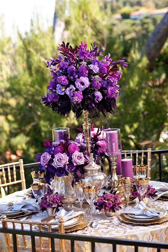 dark purple centerpieces for purple wedding colors 2023 dark purple