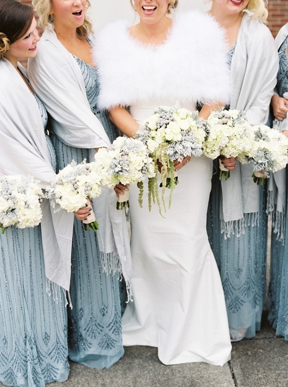 Blue and silver outlet bridesmaid dresses