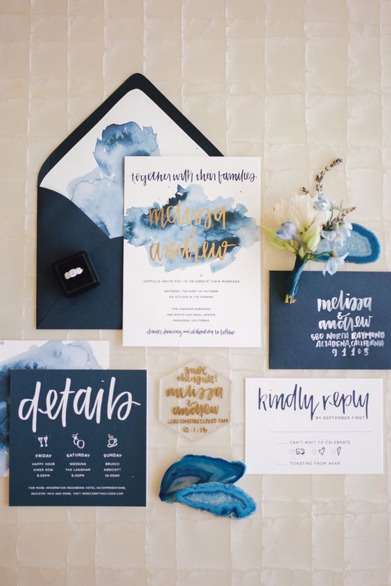 blue and white wedding invitation for winter wedding colors 2023 blue and white