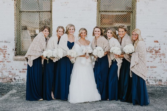Navy winter bridesmaid dresses shop