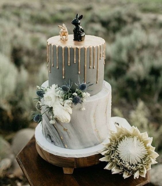 dripped sage green and gold wedding cake for winter wedding colors 2023 sage green and gold