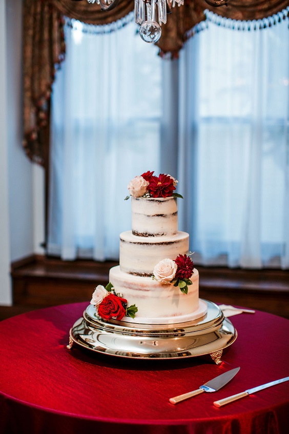 Wedding cake for Burgundy, Blush and Light Grey September Wedding Color Palettes 2023