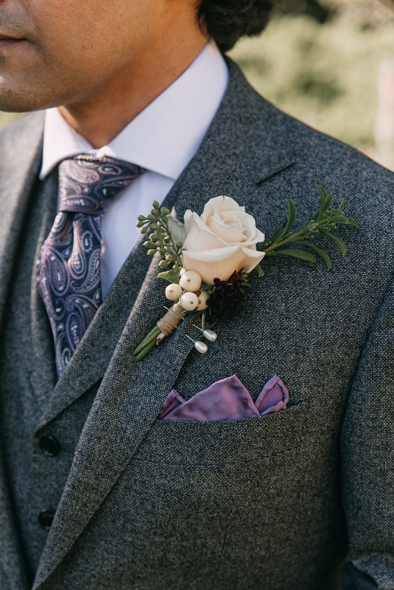 Grey Suit Mauve Tie for Mauve Purple and Grey September Wedding Color Palettes 2023