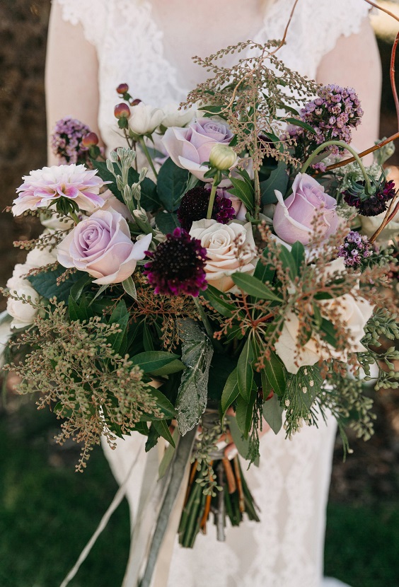 Mauve Bouquets for Mauve Purple and Grey September Wedding Color Palettes 2023