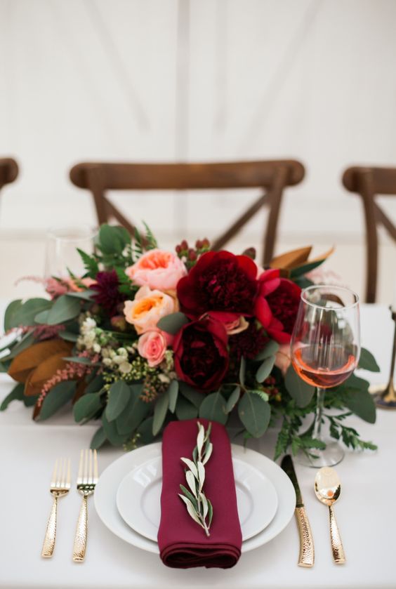 dark red and peach flowers wedding centerpieces for red wedding colors 2023 dark red and peach