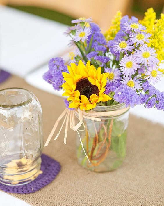 lavender and yellow flower centerpieces for august wedding colors 2023 lavender and yellow