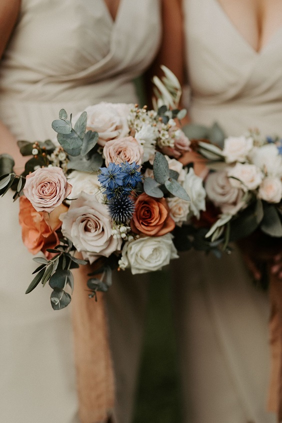 navy champagne brown flowers bridal bouquet for august wedding colors 2023 champagne navy and brown