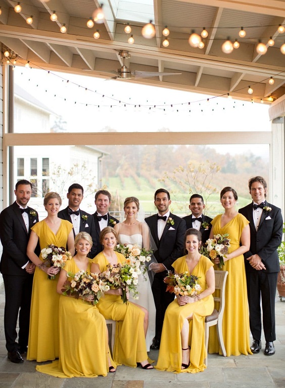 Wedding Party Wearing for Lemon Yellow and Black October Wedding Color Combos 2023