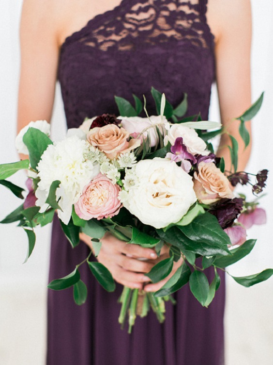 Wedding Bouquets for Plum and Grey October Wedding Color Combos 2023