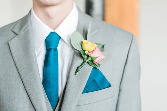 light gray groombride suit teal blue tie and pocket square for blue wedding colors 2023 teal blue burgundy and orange