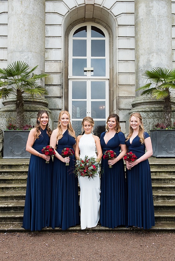 navy blue bridesmaid dresses white bridal gown for blue wedding colors 2023 navy blue and burgundy