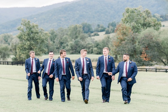 navy blue groomsmen suits burgundy ties for blue wedding colors 2023 navy blue and burgundy