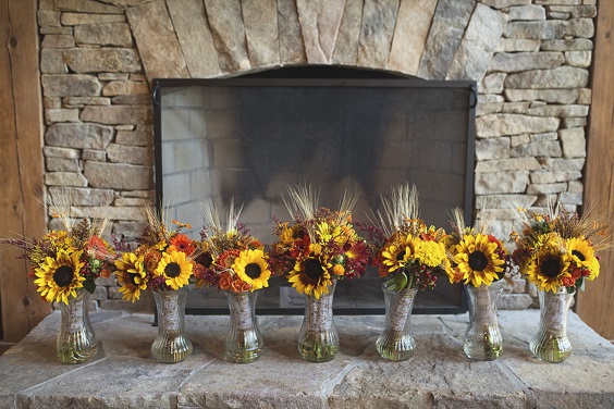 Yellow and Burnt Orange Bouquets for Maroon, Yellow and Burnt Orange Rustic Wedding Color Palettes 2023